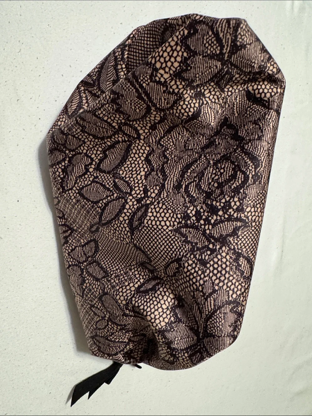 Victoria's Secret Pink Lace-Print Cosmetic Pouch with Gold Plate